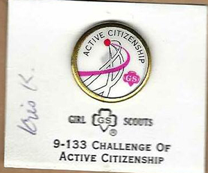 Cadette Girl Scout Challenge of Active Citizenship Pin 1