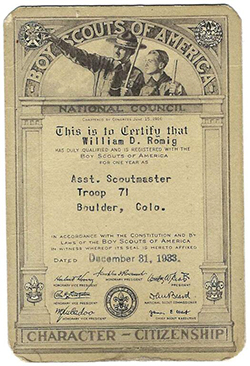 Registration Card Assistant Scoutmaster 1933 Rack