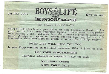 Boy's Life Campaign Handout 1930's